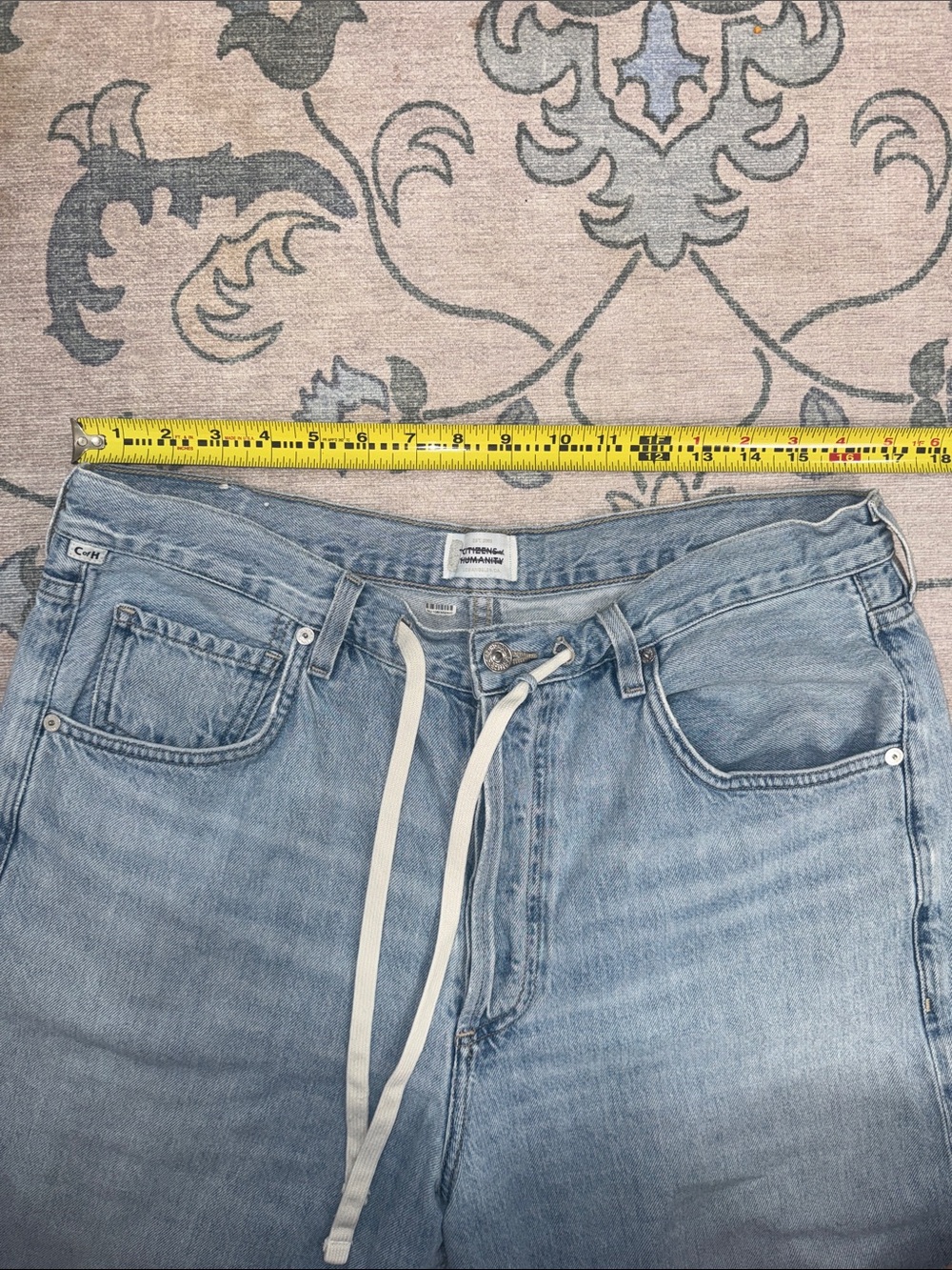 Citizens Of Humanity Brynn Drawstring Trouser Wide-leg Cropped Jeans Blue Lace - Picture 5 of 13